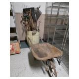 Modern & Primitive Yard Tools, Wheelbarrow, Barrel