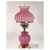 Fenton Swirl Cranberry Glass Lamp