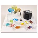 11 Glass Candy, Salt Dips & Small Spoon