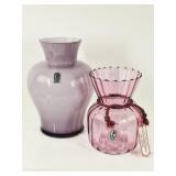 2 Pilgrim Glass Vases: Cranberry Glass & More