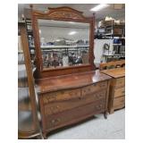 Vintage W.F. Company Glass Top Dresser