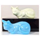2 Moser Glass Cats, Laying Down: Uranium & Other