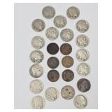 6 Indian Head Pennies & 18 Buffalo Nickels