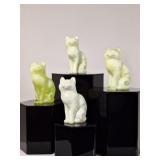 4 Moser Uranium Glass Cats