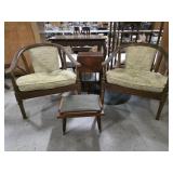 MCM Chairs & Foot Stool, Vintage Music Cabinet