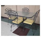Wrought Iron Glass Top Table & 4 Chairs