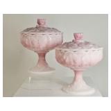 2 Fenton Pink Rosalene Water Lily Candy Dish