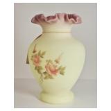 Fenton Burmese Stain Uranium Glass Ruffled Vase