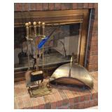 Brushed Gold Fireplace Set W/Log Holder