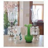 Murano Style Vase, 2 Electric Boudoir Lamps