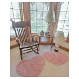 Accent Table, Wood Rocket, 2 Porcelain Lamps