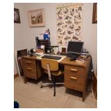 Desk, Chairs, Office Supplies, Compact Monitor