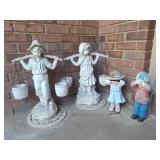 Front Porch Decor: Girl & Boy Garden Statues