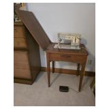 Mid-Century Singer Sewing Machine in Cabinet