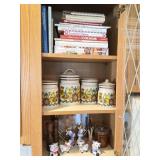 Folk Art Style Canisters, Cook Books, S&P Shakers