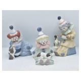 (3) Retired Lladro Pierrot Clown Figurines