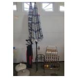 2 Patio Table Umbrellas, Croquet, Golf Clubs