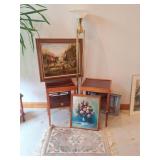 Pair End Tables w/ Lion Head Knocker Accents