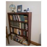 Wood Bookcase, Russian & Ukrainian Books, Lamp
