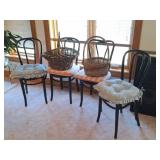 4 Bent Wood Chairs, Grapevine Baskets