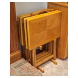 Oak TV Trays W/Rack