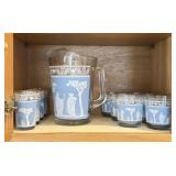 Vintage Jeanette Hellenic Pitcher & Glassware Set