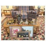 Reindeer, Brass, Pinecones, Signed Art