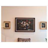 Marble Top Plant Stand, Brass Planter, Paintings