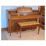 Mid-Century Fischer Piano With Bench Seat & Music