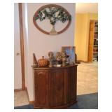 Wood Entry Cabinet, L.E. Smith Swung Vase, Decor