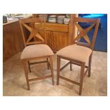 2 Bar Stools w/ Upholstered Seats