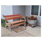 Patio Bench, Metal Planter, Side Table