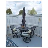 Wrought Iron Patio Set, Grill, Suncast Deck Box