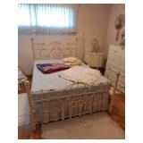 Full Size Metal Bed Set, Sewing Cabinet, Lamps