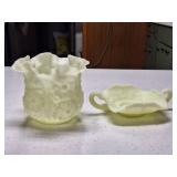 Fenton Uranium Glass Vase & Nappy