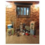 Vintage Fishing: Nets, Tackle Boxes, Minnow Bucket