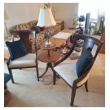 2 Accent Chairs, Table, 2 Lamps
