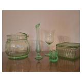 5 Pcs. Uranium Glass: Fenton and Depression Glass
