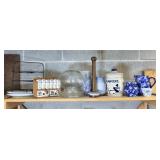 Santa-Fount Glass Poultry Waterer, Flow Blue