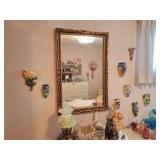 8 Wall Pockets, Gold Framed Wall Mirror