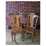 4 Oak T-Back Dining Chairs