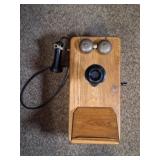 Antique Wooden Hand-Crank Wall Telephone