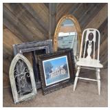 Wall Mirror, Framed Art, Chair, Shadow Box