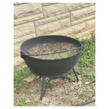 Black Cast Metal Pot on Base