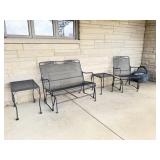 Wrought Iron Loveseat and Chair Gliders, Tables
