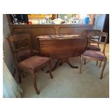 Double Pedestal Drop Leaf Table & 4 Chairs