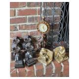 Dog & Tortoise Bookends, Monkey Clock