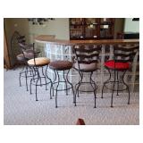 6 Metal and Upholstered Seat Bar Stools