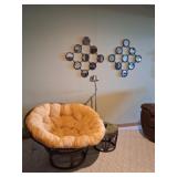Wall Art, Papasan Chair & Ottoman, Lamp