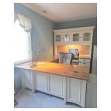 U Shaped Desk & Hutch, Rolling Desk Chair, Lamp